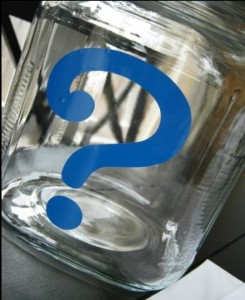 Jar with question mark